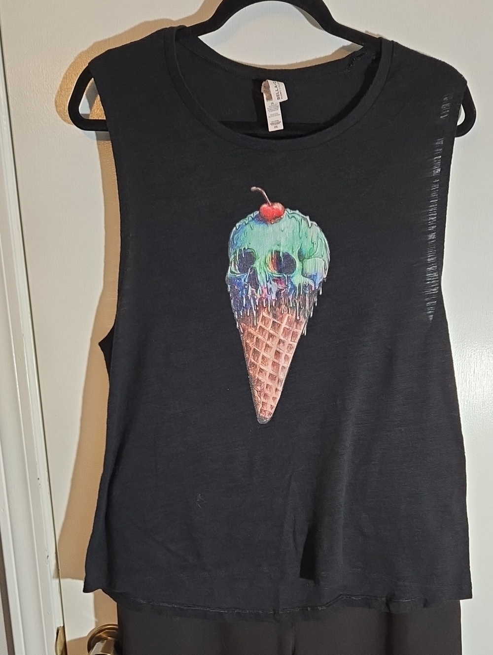 Bella Canvas Black Tank with Multicolor Melting Ice Cream Skull Graphic